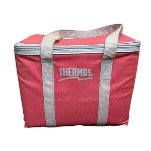 Vintage Thermos Red Soft Cooler Tote Bag Insulated Lunch Travel Carry USA
